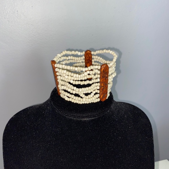 3 Piece Boho Eclectic Stone Bead Stretch Vtg Bracelets Neutrals Women's Size - Picture 3 of 13